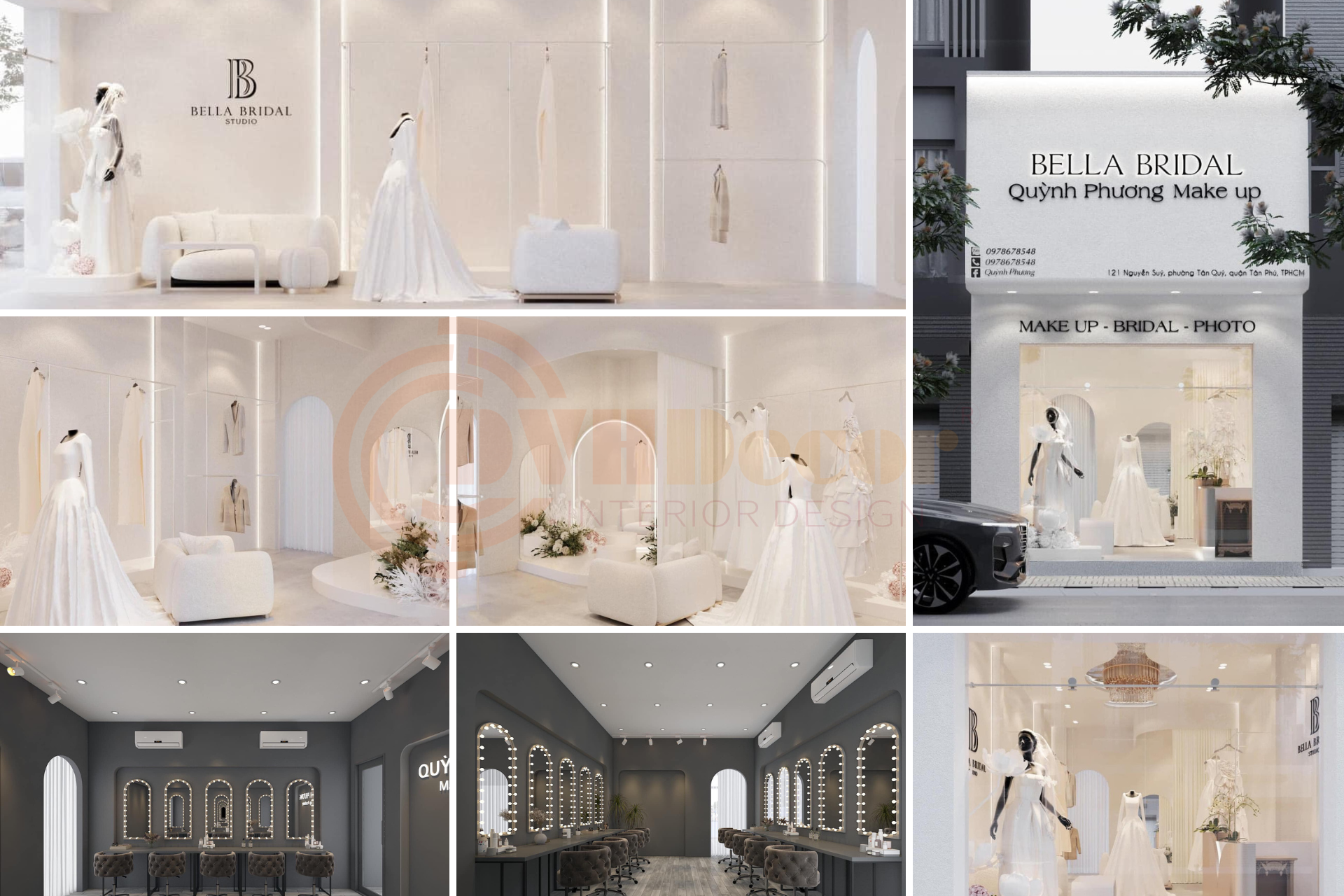 Thiết kế & thi công cửa hàng studio áo cưới 
