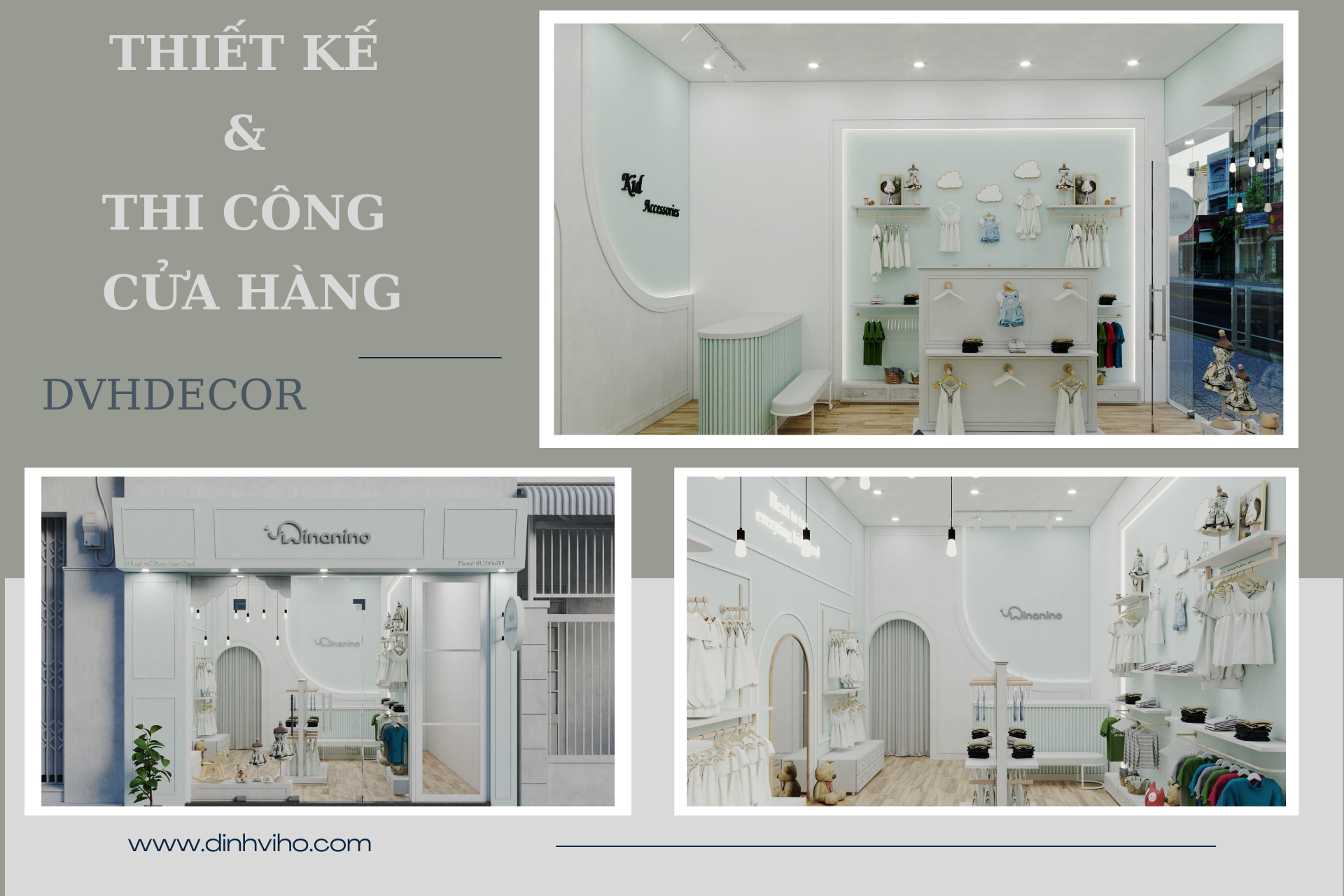 Thiết kế cửa hàng quần áo trẻ em mang phong cách hiện đại